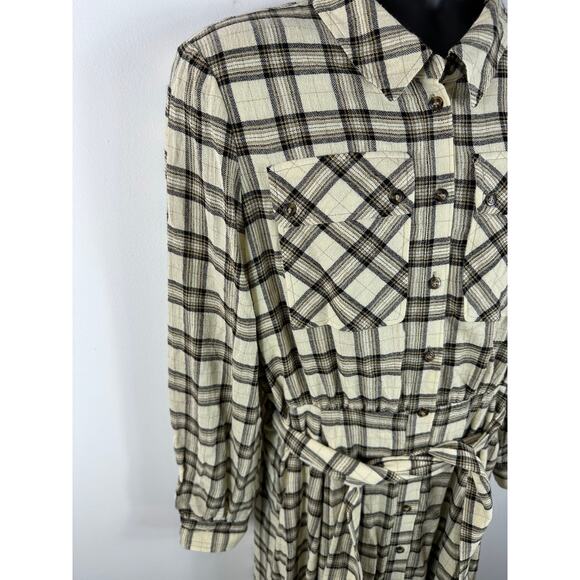 Sezane Lauretta Cream Casablanca Plaid Wool Blend Flannel Maxi Dress Size 42/10 - Picture 10 of 16